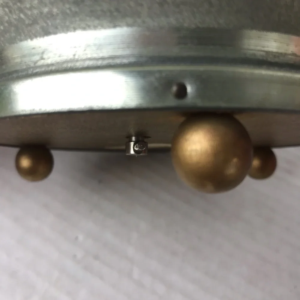 Vintage Metallic Powder Puff Music Box - Vanity Round Drum Box - Switzerland